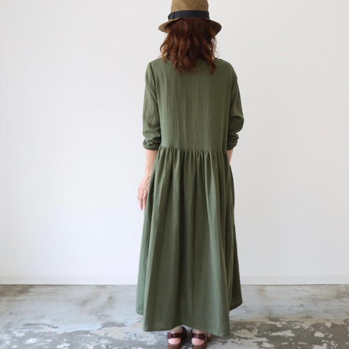 【ハンドメイド】ふんわり涼やか Wガーゼ＊ギャザーたっぷりロングワンピース ハンドメイド】ふんわり涼やか Wガーゼ＊ギャザーたっぷりロング