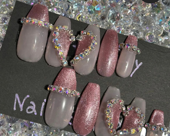 ネイルチップ ワンホン シンプル ぷっくりハート ワンホン ハートネイル ネイルチップ（つけ爪） 𝓑𝓾𝓽𝓽𝓮𝓻𝓯𝓵𝔂