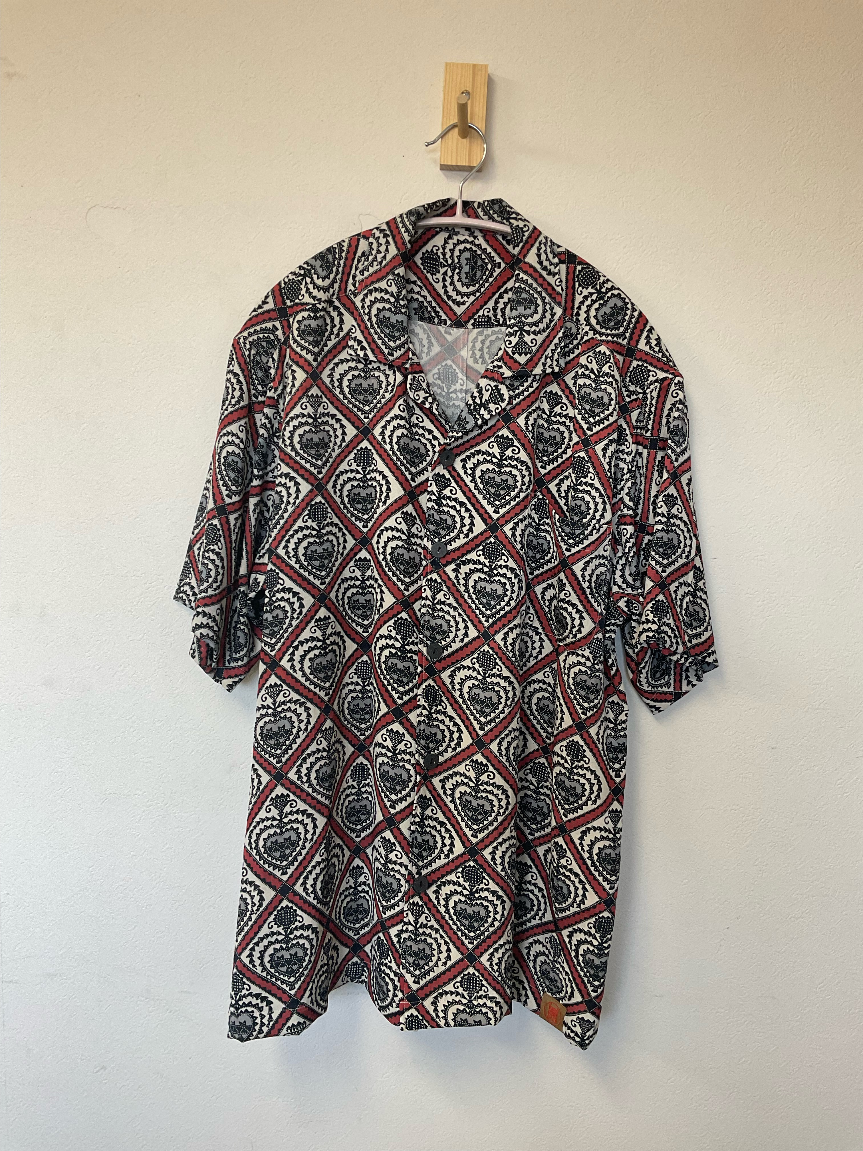 トランプアロハ　正絹100％　ユニセックスL