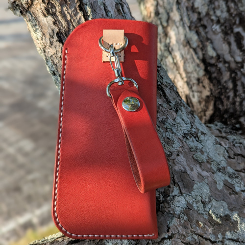 栃木レザー メガネケース ベルトループキーホルダー付き メガネケース