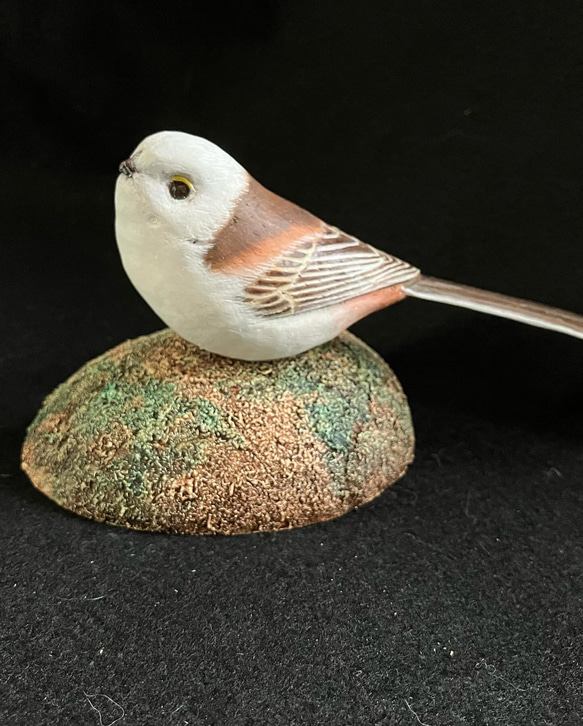 シマエナガ バードカービング S シマエナガのバードカービング 木彫