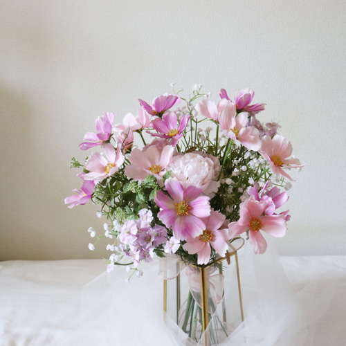 アーティフィシャルフラワーブーケ ウェディングブーケ コスモス