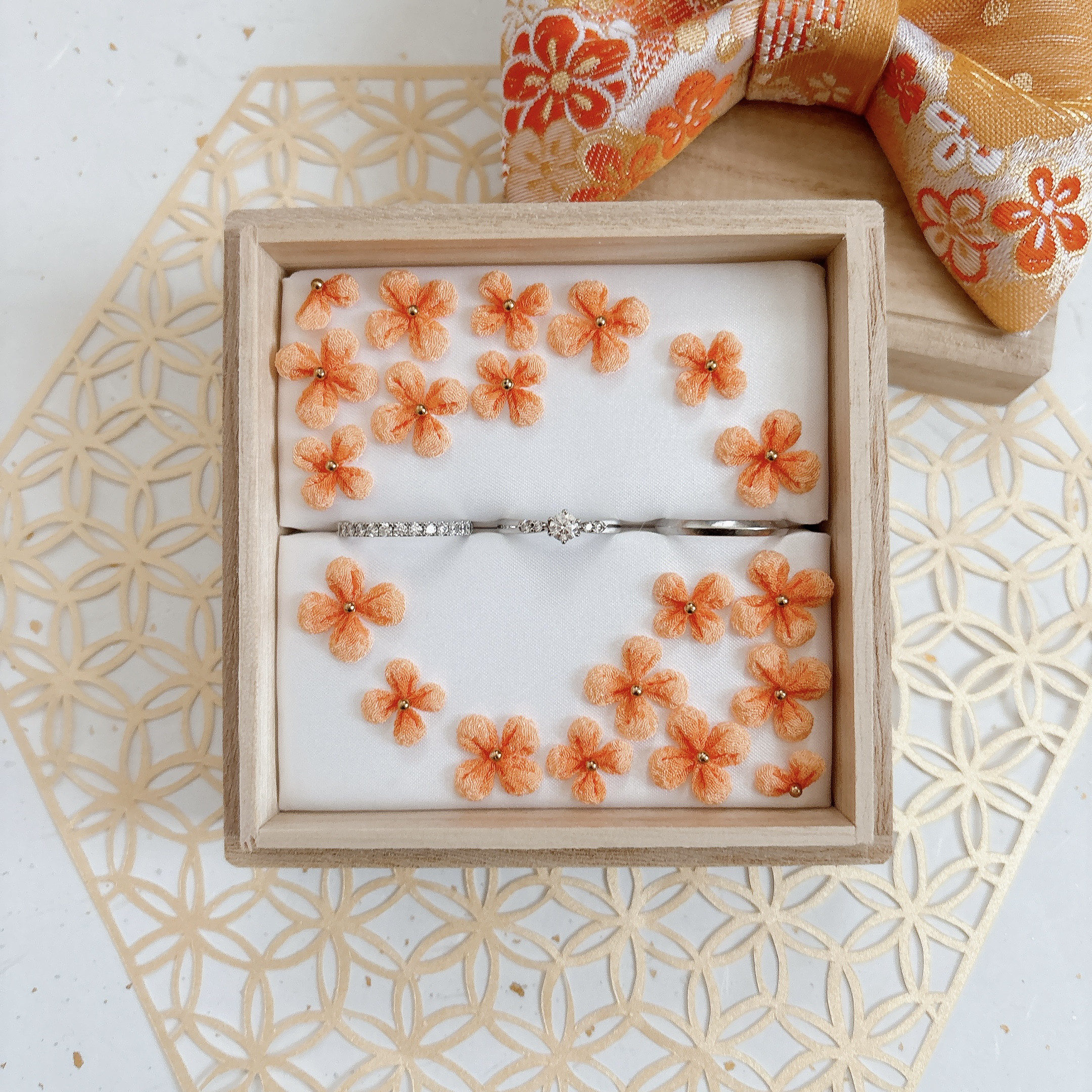 【金木犀】金襴リボン付きリングピロー