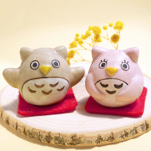 敬老の日]たまご型ふくろうさんの置物[陶器 フクロウ] その他