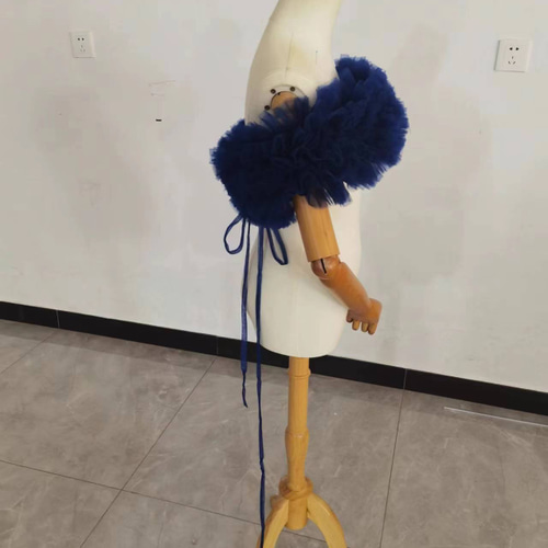 取り外しオフショルダー ネイビー ソフトチュール 編み上げ 花嫁  