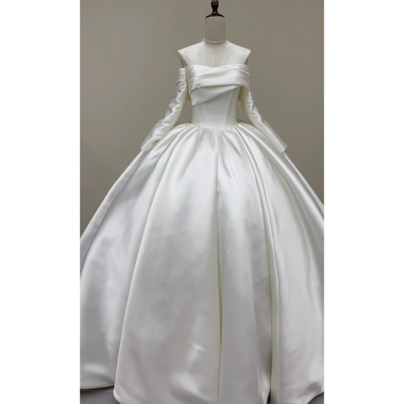 優雅！オフホワイト 編み上げ 韓国風ウェディングドレス オフ