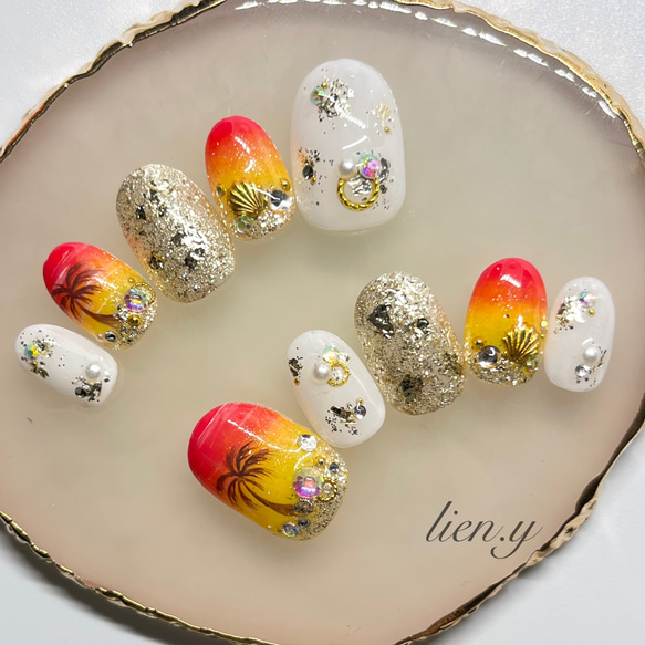 南国ネイル ヤシの木 夏ネイル ネイルチップ（つけ爪） lien.y 通販