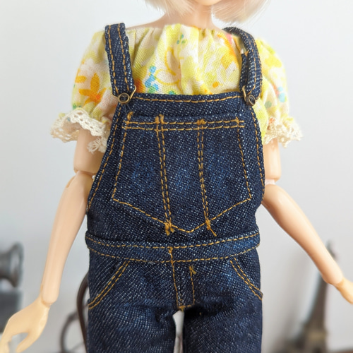 enfantdoll金髪のデニムオーバーオール人形