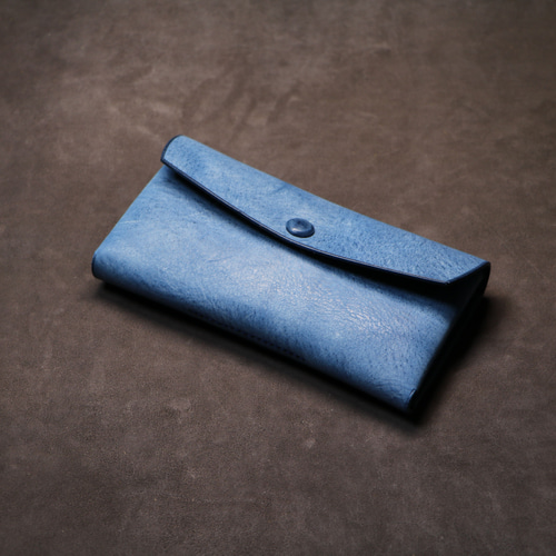 ショート長財布】アラスカレザー ブルー EA-015 長財布 ghostplant LW