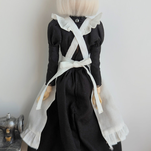 1190【momokoDOLL ワンピース】黒のクラシカルメイドワンピース