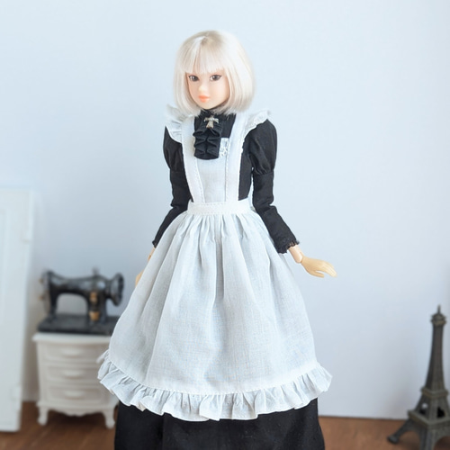 ハンドメイド　ドールワンピース　ワンピース　120cm(8T) 1190【momokoDOLL ワンピース】黒のクラシカルメイドワンピース