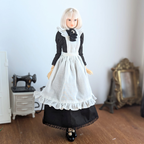 1190【momokoDOLL ワンピース】黒のクラシカルメイドワンピース