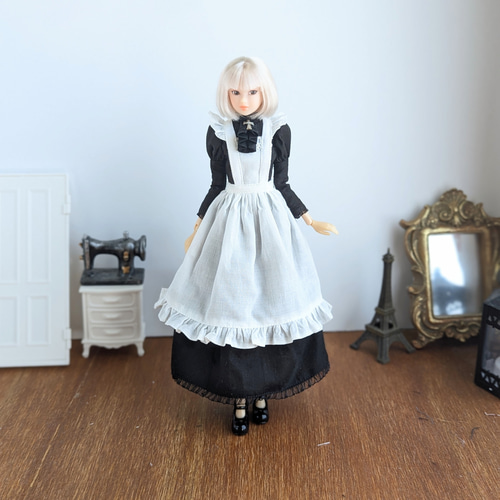 ン 大人気 新品 ノ 1190【momokoDOLL ワンピース】黒のクラシカルメイドワンピース ワンピース