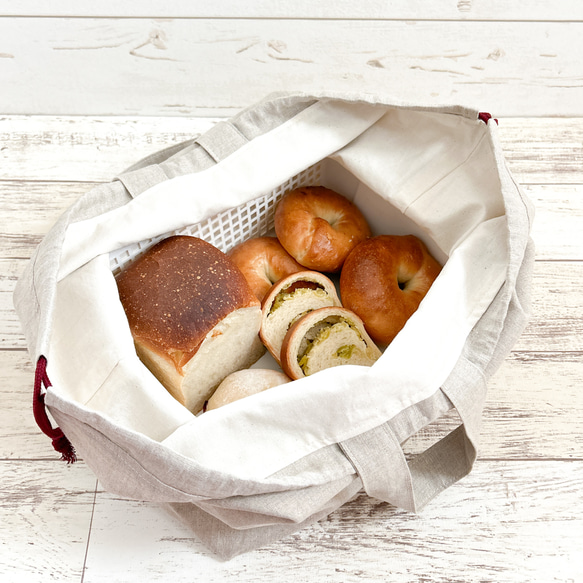 パン屋さん用・パン教室用 マチ広リネンエコバッグ（ナチュラル） エコ
