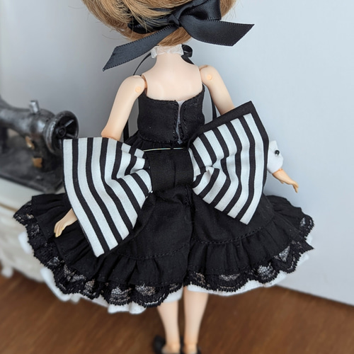 【楽天スーパーセール】 1191【ハルモニアブルーム アウトフィット】黒のドレスとうさ耳 着せ替え服・アウトフィット