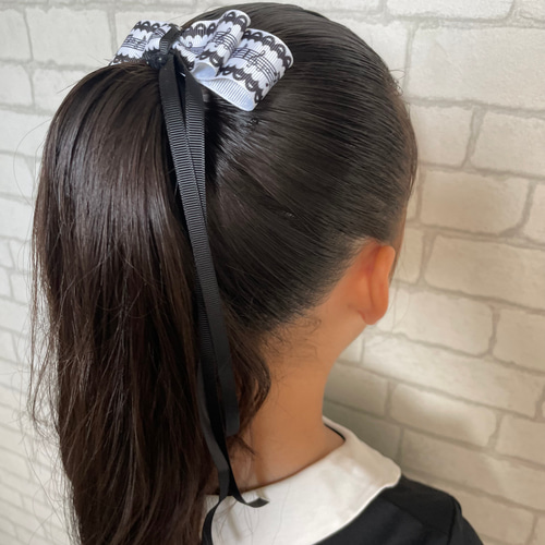 ヘアクリップ♪音符♪リボンクリップ♪ピアノ♪鍵盤柄♪発表会♪習い事