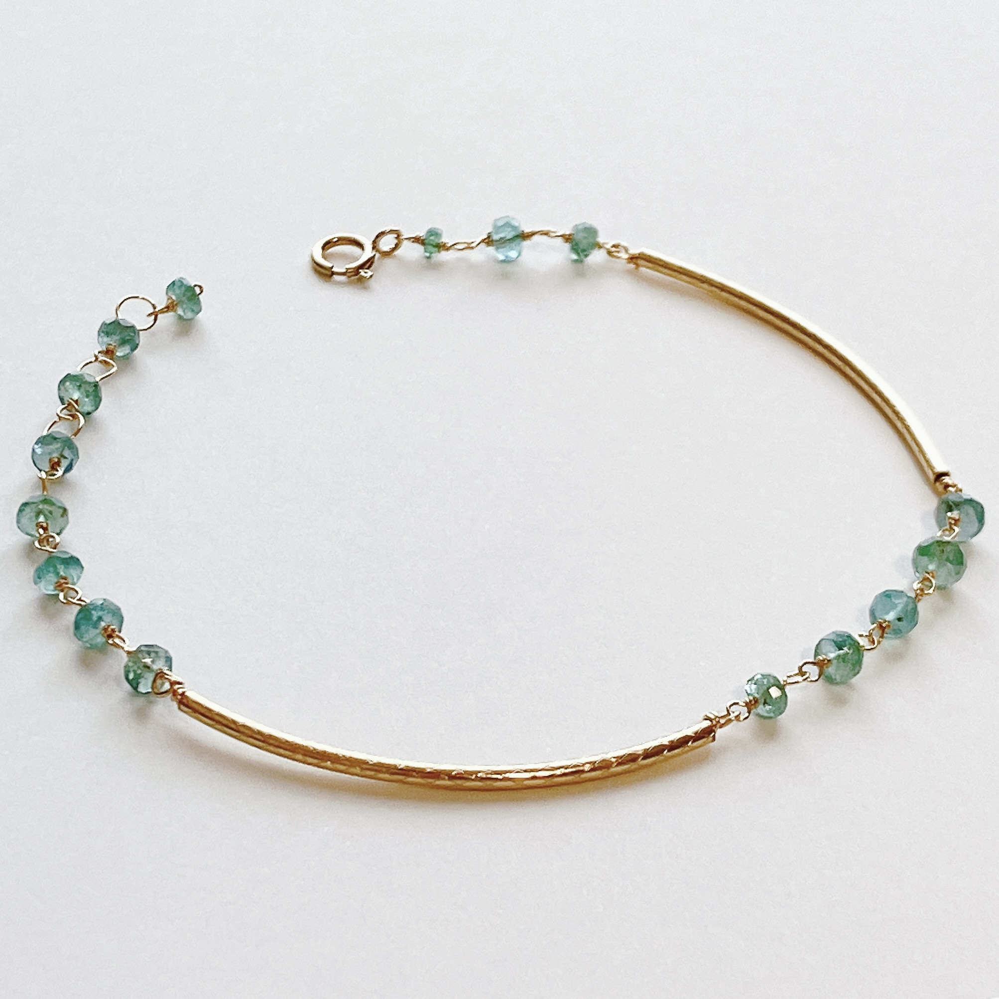 エメラルド×イエローゴールドバー* ブレスレット（K14GF）