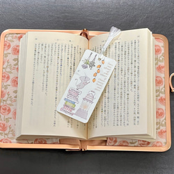 がま口ブックカバー450ページ対応＊リバティ&ガーデンラビット＊すずらんとうさぎ＊ローズ•マリー＊りぼん結びピンクG 12枚目の画像