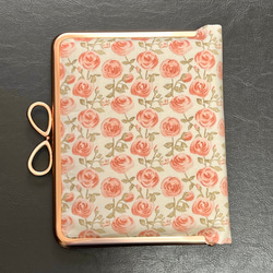 がま口ブックカバー450ページ対応＊リバティ&ガーデンラビット＊すずらんとうさぎ＊ローズ•マリー＊りぼん結びピンクG 2枚目の画像