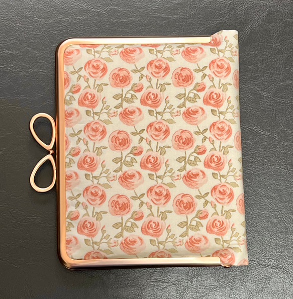 がま口ブックカバー450ページ対応＊リバティ&ガーデンラビット＊すずらんとうさぎ＊ローズ•マリー＊りぼん結びピンクG 2枚目の画像