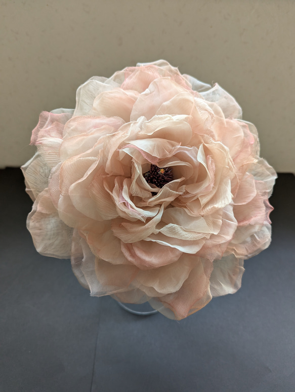 ウェディング髪飾り 大輪の薔薇（オールドローズ色）E12 ヘッドドレス 