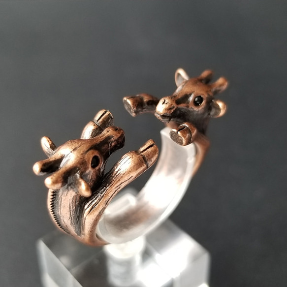 【激レア】きりんさんリング★ リング アニマル【ツイン・キリン】ブロンズ 指輪・リング TREAT'S