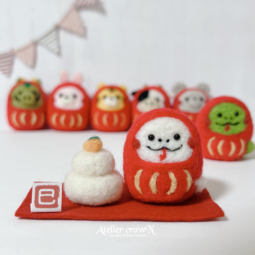 羊毛フェルト鬼とお多福(受注制作)＊福豆オプション 羊毛