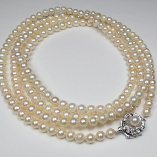 ベビーパール アコヤ本真珠ネックレス軽やか超ロングパール 5.5mmUP 約