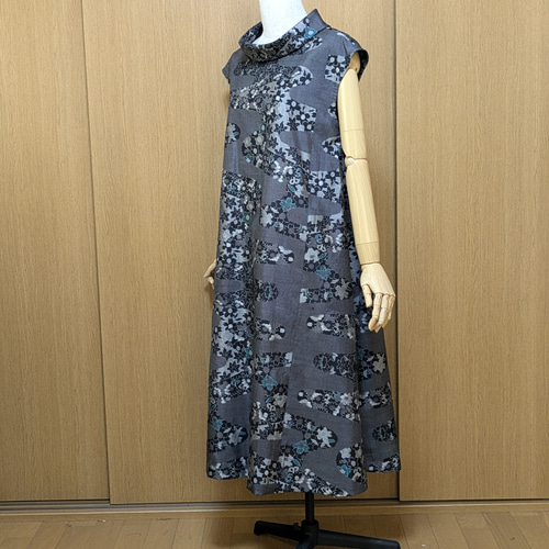 着物リメイク ワンピース 大島紬 M-L ワンピース さらあお 通販  