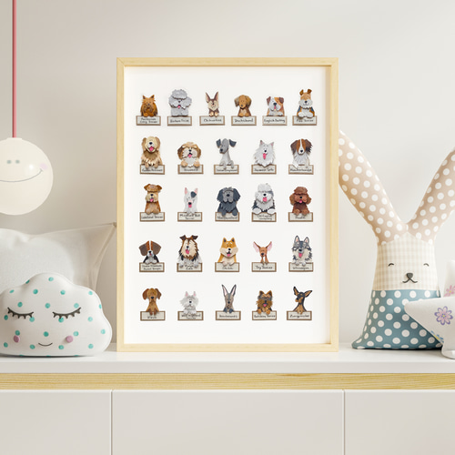 ABC犬 わんわん大集合 A4 ポスター イヌ 図鑑 DOG 送料無料 壁飾り
