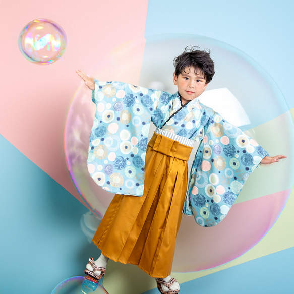 2ステップ袴（ブルードット×マスタード） 子供服 HAM-NICO 通販