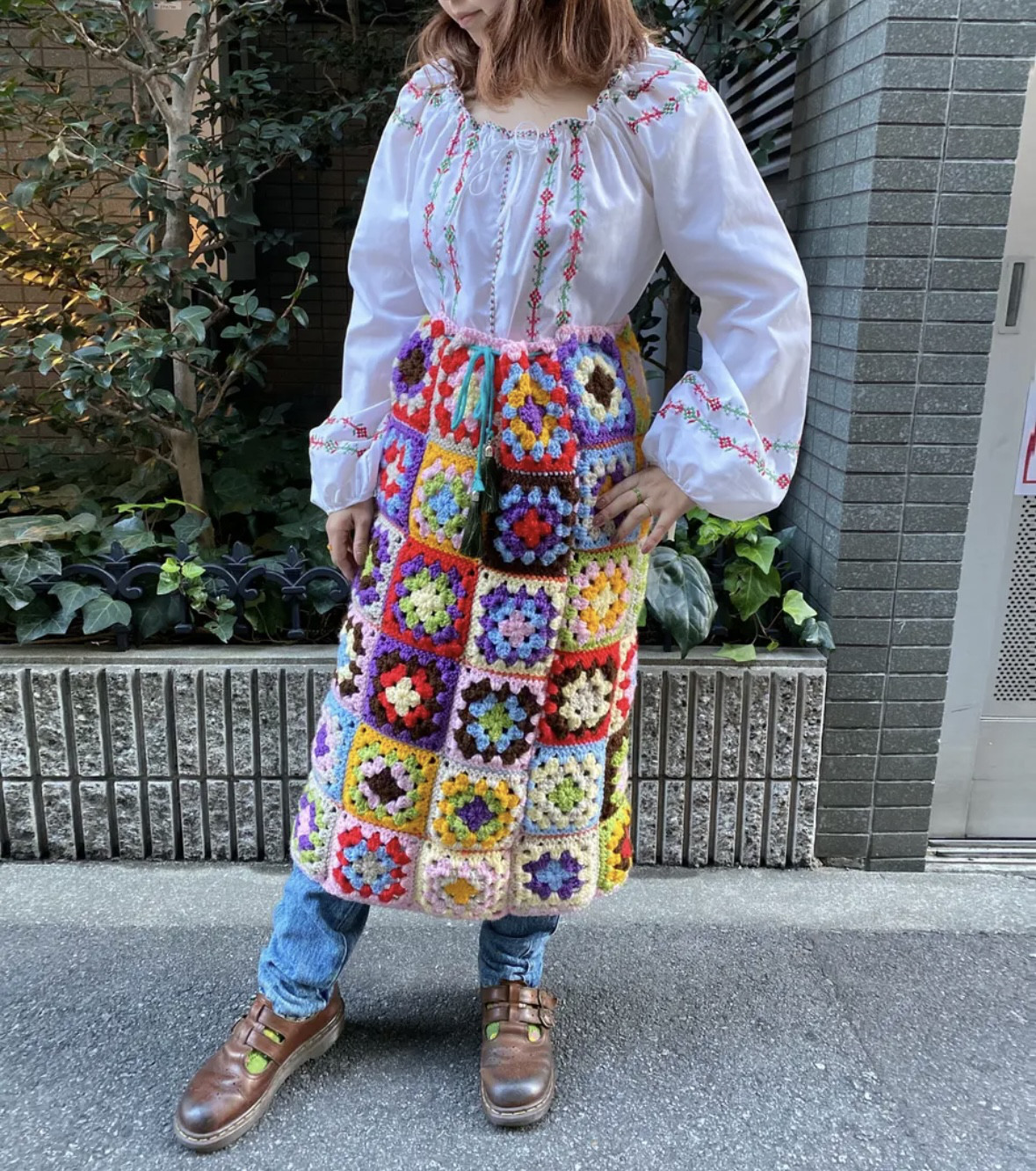 古着　ヴィンテージ　vintage スカート　グラニースカート　リメイク　リメイクスカート　カラフル　派手　個性派