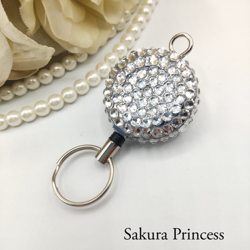 キラキラリールキーホルダー☆ハートのビジュー キーホルダー