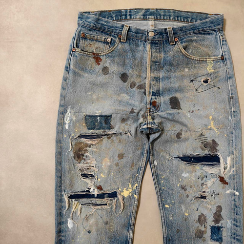 W36表記 リペアカスタム usa製 リーバイス 501 リメイクデニム