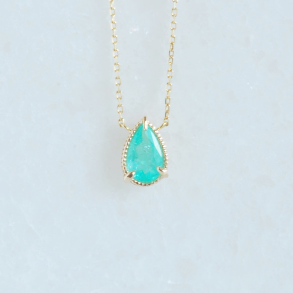 パライバトルマリンK10YGネックレス