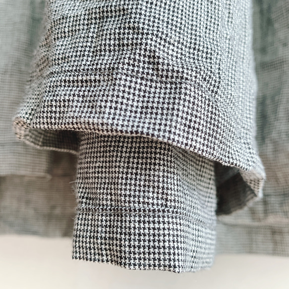 受注制作＋千鳥格子のワンピース＋バルーン袖のワンピース＋千鳥格子＋ぽわん袖☆綿麻＋モノトーン＋オーダーメイド＋限定販売＋ *⋆ 60cm 65cm