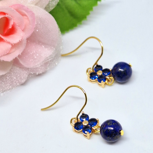 ラピスラズリ＊ピアス＊天然石ピアス＊天然石イヤリング＊サージカル