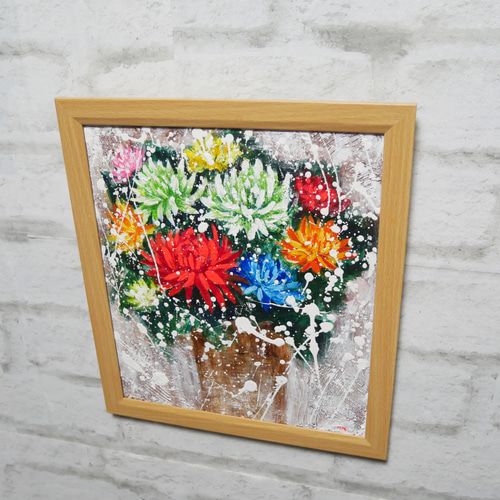 油絵 油彩 油彩画 絵 絵画【菊】 絵画 HR 通販 18104599