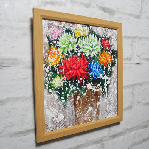 【真作】絵画　油彩8号　優雅な花瓶の菊　柔らかな色彩で描かれた静物画　V136 真作】絵画油彩8号優雅な花瓶の菊柔らかな色彩で描かれた静物画V136