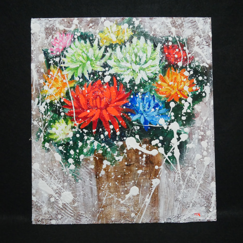 油絵 油彩 油彩画 絵 絵画【菊】 絵画 HR 通販 18104599