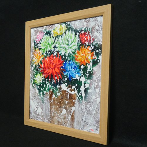 油絵 油彩 油彩画 絵 絵画【菊】 絵画 HR 通販 18104599