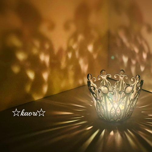 ステンドグラス ティアラのキャンドルホルダー(オーロラカラー) No.021