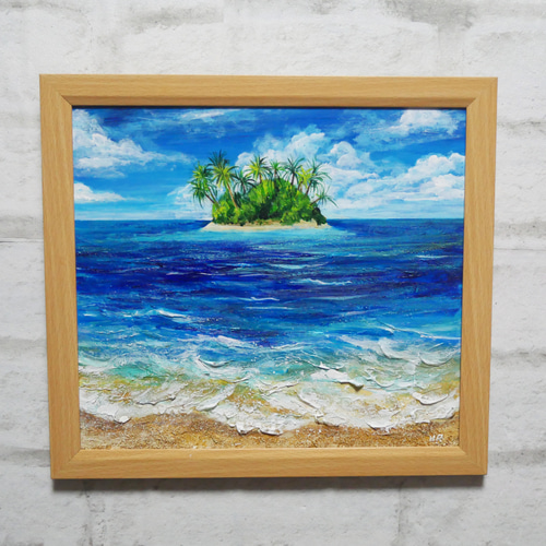 油絵 油彩 油彩画 絵 絵画【海の先に見える小島】 | HIROSHI1990