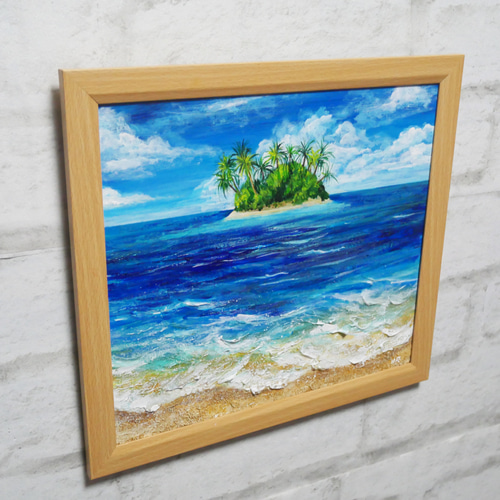 油絵 油彩 油彩画 絵 絵画【海の先に見える小島】 絵画 HR