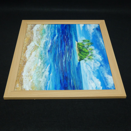 油絵 油彩 油彩画 絵 絵画【海の先に見える小島】 絵画 HR