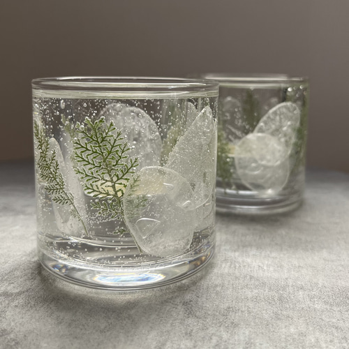 ボタニカルキャンドルホルダー ルナリアレース(ガラス/透明