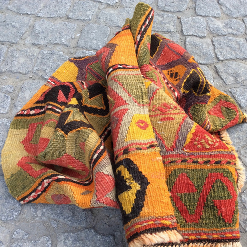 オールドキリム トルコ 手織りラグ 92x63cm カーペット・絨毯・ラグ