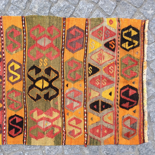 オールドキリム トルコ 手織りラグ 92x63cm カーペット・絨毯・ラグ