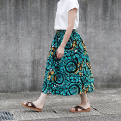 受注制作】アフリカ布のギャザースカート（スプラッシュ