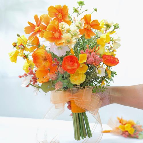 生花に見える】ミモザ2025 ウェディングブーケ 造花 ブーケ